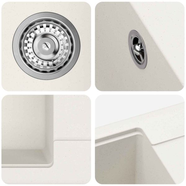 Мивка Бяло 670 x 460 мм 80% Кварц и 20% Смола