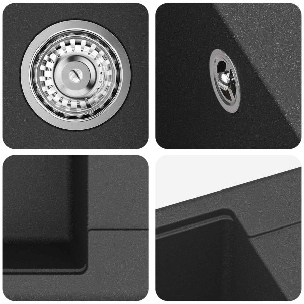 Мивка Черно 560 x 460 мм 80% Кварц и 20% Смола