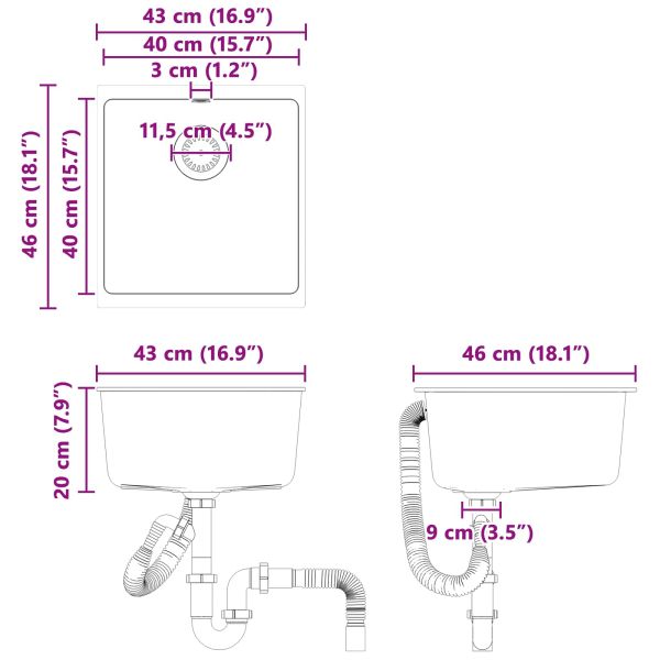 Мивка Бяло 430 x 460 мм 80% Кварц и 20% Смола