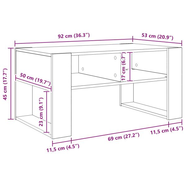 Масичка за кафе Бяло 92 x 53 x 45 см Инженерно дърво
