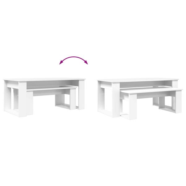 Комплект кафе маса 2 pcs Бяло Инженерно дърво