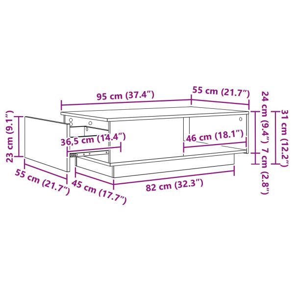 Масичка за кафе Циментено сиво 95 x 55 x 31 см Инженерно дърво