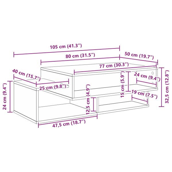 Масичка за кафе Циментено сиво 105 x 50 x 32,5 см
