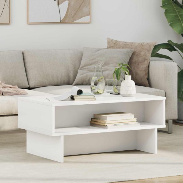 Масичка за кафе Бяло 80 x 46 x 35 см Инженерно дърво