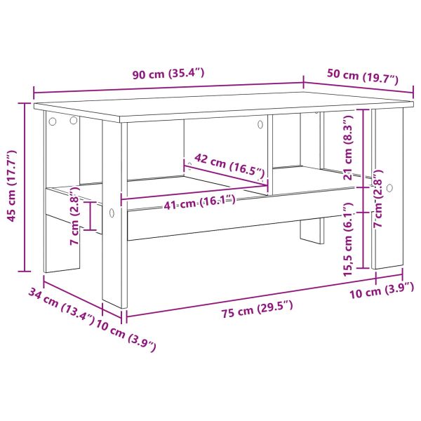Масичка за кафе Бяло 90 x 50 x 45 cm Инженерно дърво