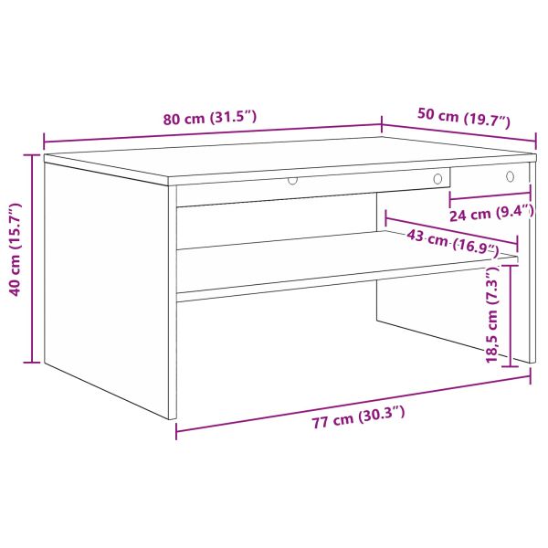 Масичка за кафе Циментено сиво 80 x 50 x 40 cm Инженерно дърво