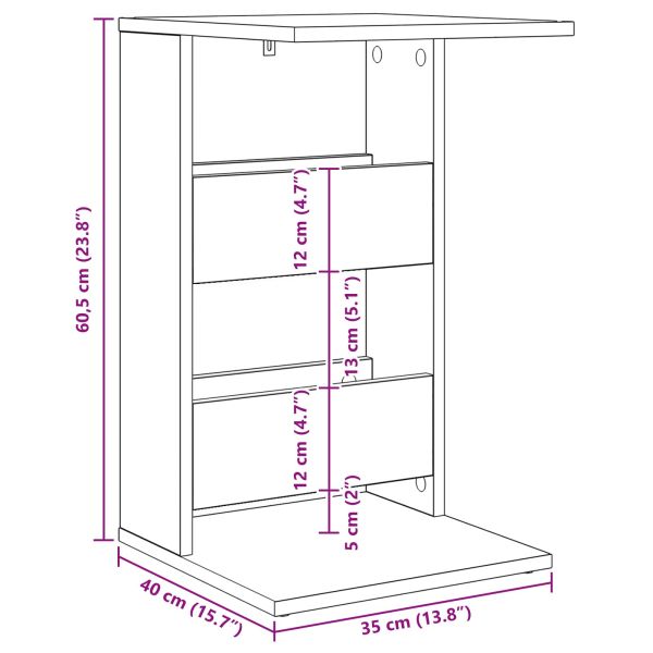 Странична маса Циментено сиво 40 x 35 x 60,5 см Инженерно дърво
