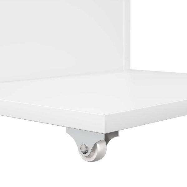 Странична маса с колело Бяло 40 x 35 x 60 см Инженерно дърво