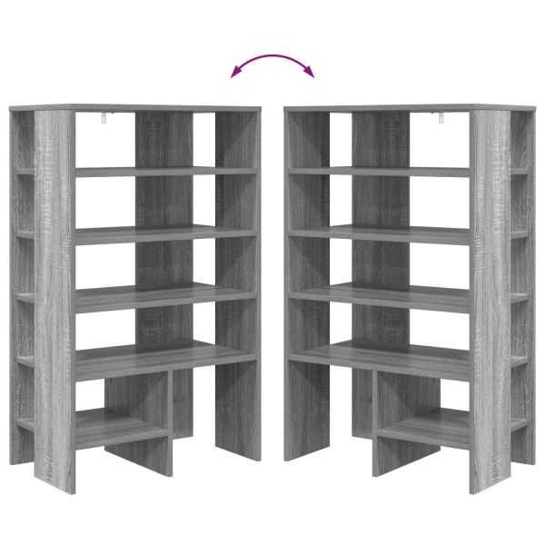 Шкаф за обувки с рафт 2 pcs Сив Сонома Инженерно дърво