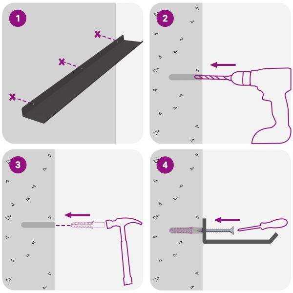 Стенен рафт с рафт със съхранение 2 pcs Черно 60 x 8,5 x 2,5 см