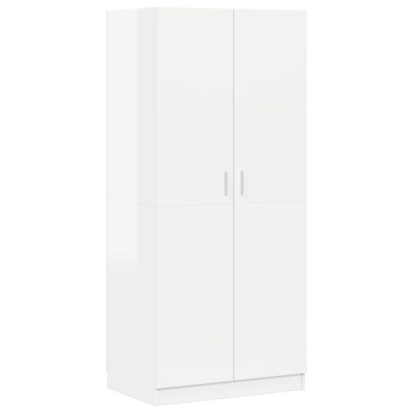 Гардероб, бял гланц, 80x52x180 см, ПДЧ