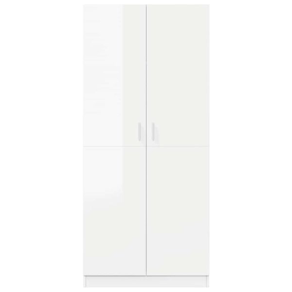Гардероб, бял гланц, 80x52x180 см, ПДЧ