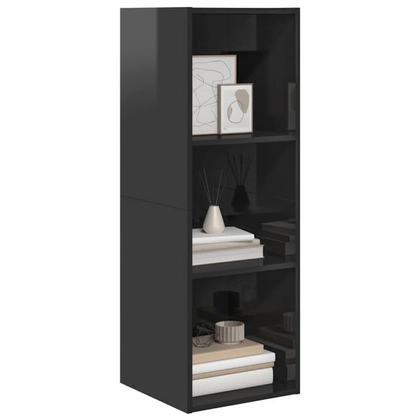 ТВ шкаф за стенен монтаж сив гланц 37x37x107 см инженерно дърво