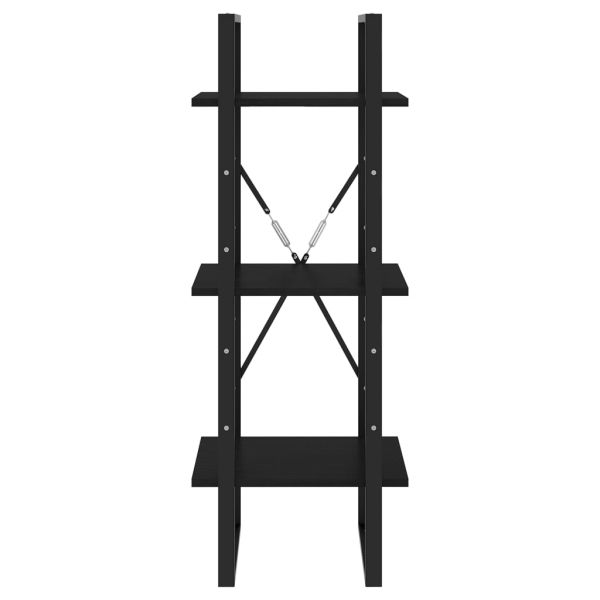 3-етажна библиотека, черна, 40x30x105 см, бор масив