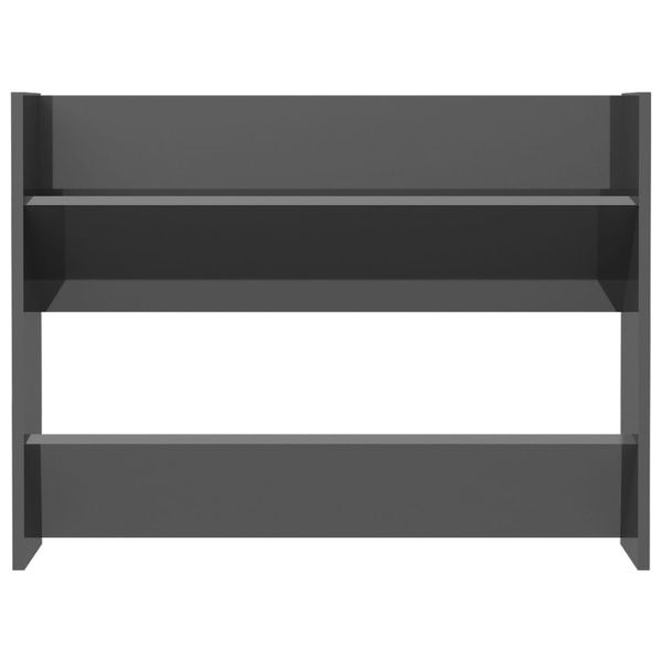 Шкафове за обувки 2 бр сив гланц 80x18x60 см инженерно дърво