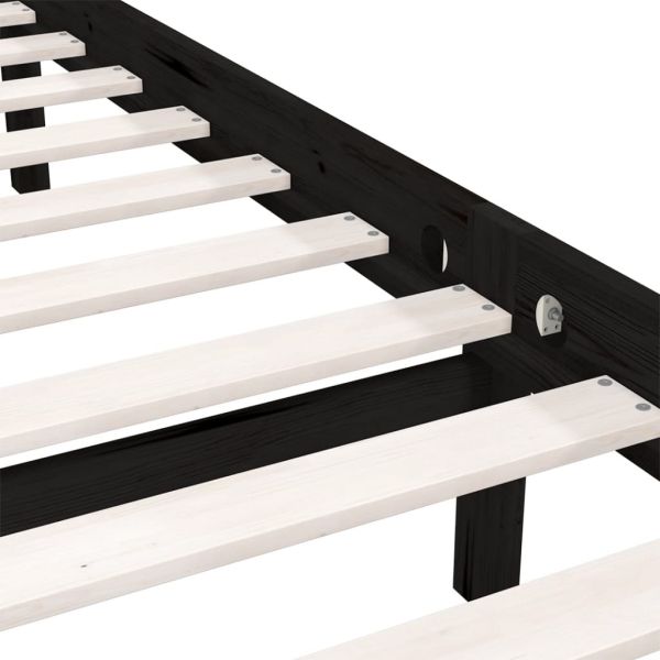 Рамка за легло, черна, бор масив, 100х200 см