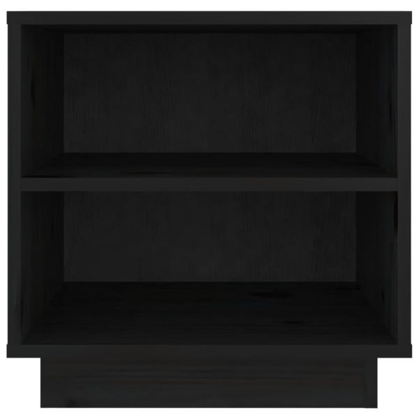 Нощно шкафче, черно, 40x34x40 см, борово дърво масив