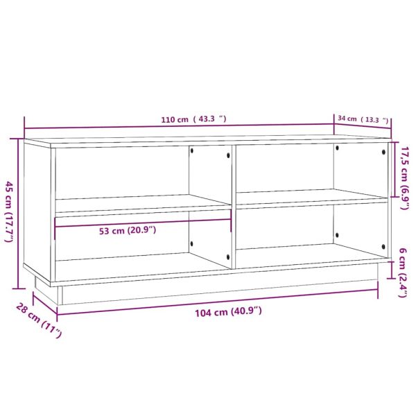 Шкаф за обувки, сив, 110x34x45 см, бор масив