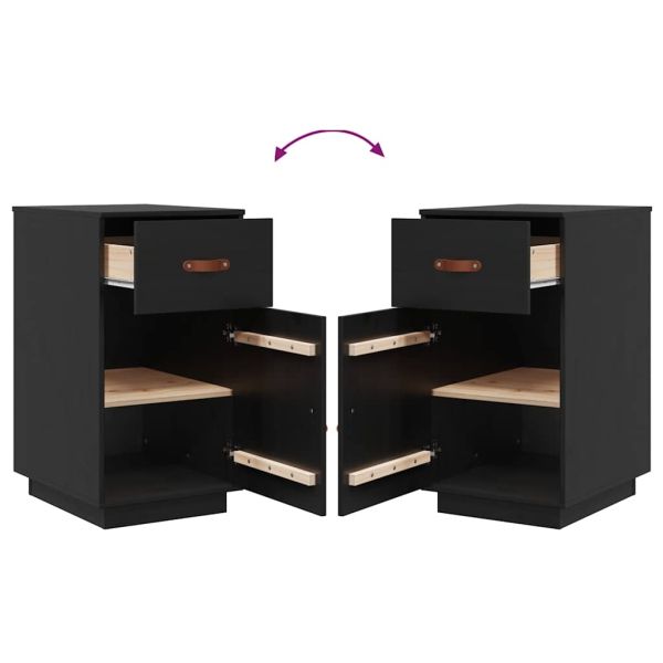 Шкаф за бюро, черен, 40x50x75 см, инженерно дърво