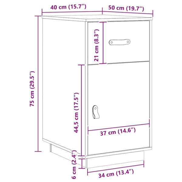 Шкаф за бюро, черен, 40x50x75 см, инженерно дърво