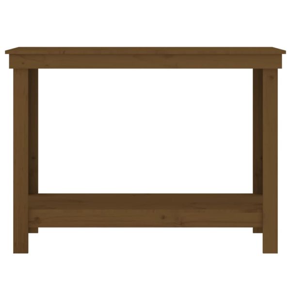 Работна маса меденокафява 110x50x80 см борово дърво масив