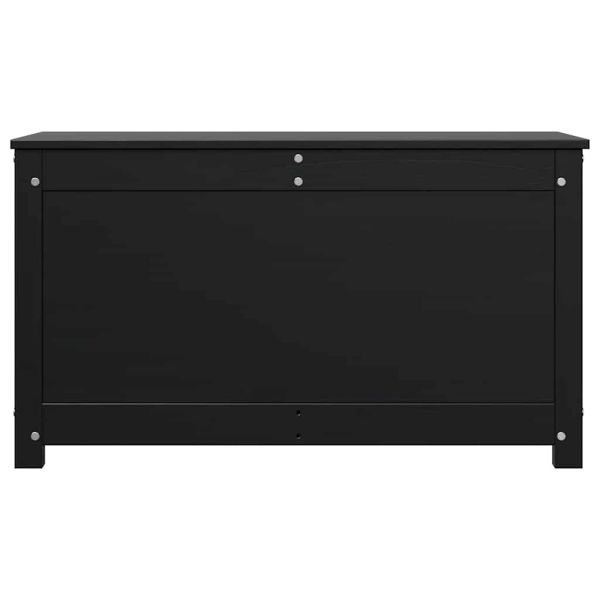 Кутия за съхранение, черен, 80x40x45,5 см, борово дърво масив