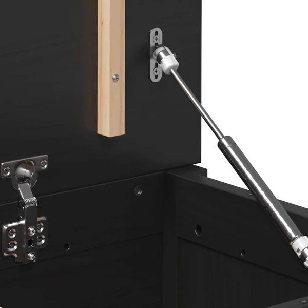 Кутия за съхранение, черен, 80x40x45,5 см, борово дърво масив