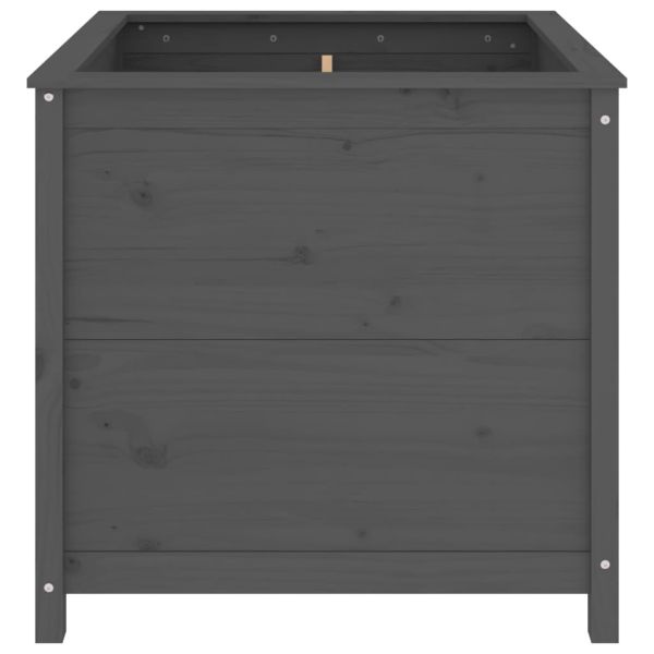 Градински сандък, сив, 82,5x82,5x78 см, масивно борово дърво
