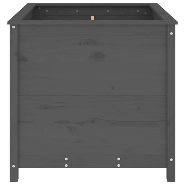 Градински сандък, сив, 82,5x82,5x78 см, масивно борово дърво