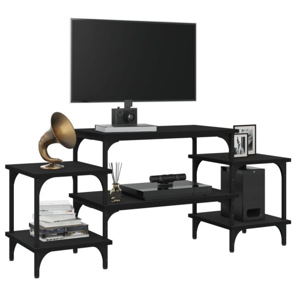 ТB шкаф, черен, 117x35x52 см, инженерно дърво