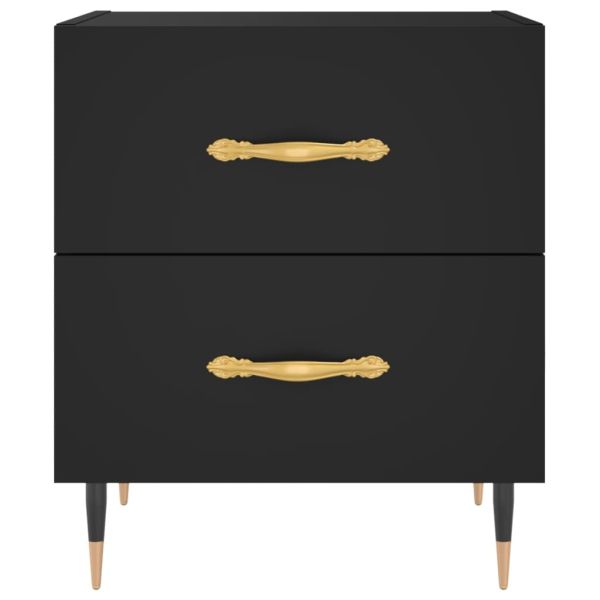 Нощно шкафче, черно, 40x35x47,5 см, инженерно дърво