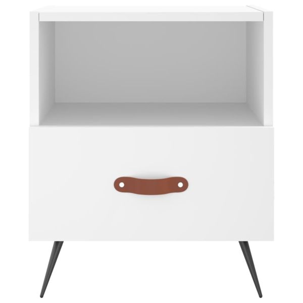 Нощно шкафче, бяло, 40x35x47,5 см, инженерно дърво