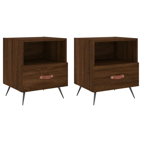 Нощни шкафчета 2 бр кафяв дъб 40x35x47,5 см инженерно дърво
