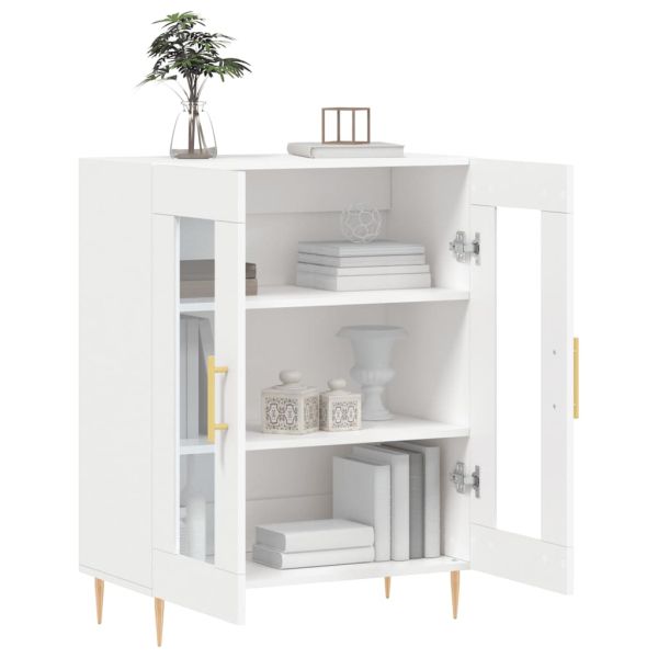 Сайдборд, бял, 69,5x34x90 см, инженерно дърво