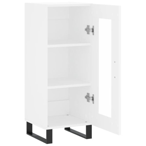 Сайдборд, бял, 34,5x34x90 см, инженерно дърво