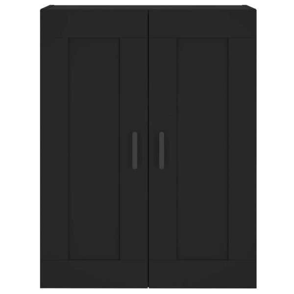 Стенен шкаф черен 69,5x34x90 см инженерно дърво