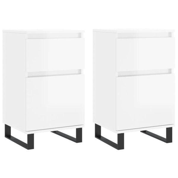 Бюфети 2 бр бял гланц 40x35x70 см инженерно дърво