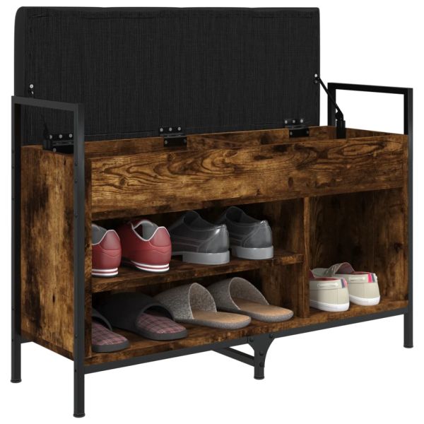 Пейка за обувки, опушен дъб, 85,5x32x57,5 см, инженерно дърво