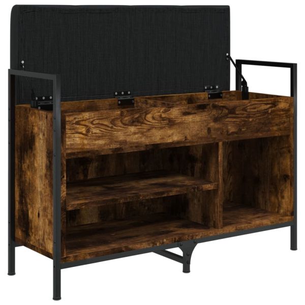 Пейка за обувки, опушен дъб, 85,5x32x57,5 см, инженерно дърво