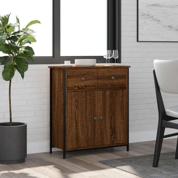 Сайдборд, кафяв дъб, 70x30x80 см, инженерно дърво