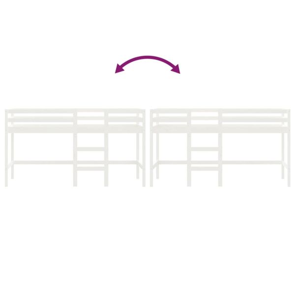 Детско високо легло със стълба, бяло, 90x190 см, бор масив