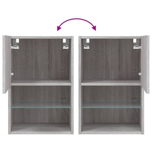 ТВ шкаф с LED осветление, сив сонома, 40,5x30x60 см