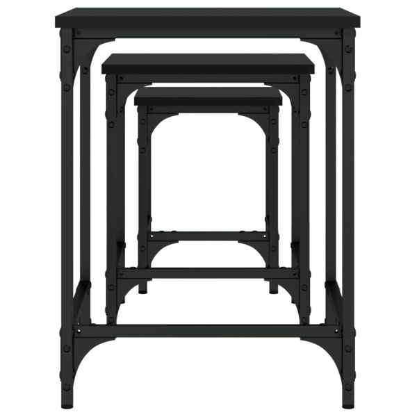 Стифиращи кафе маси, 3 бр, черни, инженерно дърво