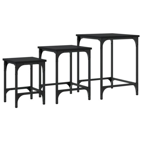 Стифиращи кафе маси, 3 бр, черни, инженерно дърво