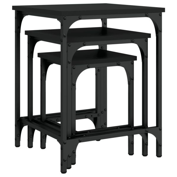 Стифиращи кафе маси, 3 бр, черни, инженерно дърво