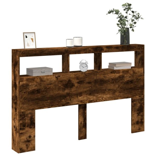 Табла шкаф с LED, опушен дъб, 160x17x102 см