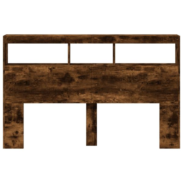 Табла шкаф с LED, опушен дъб, 160x17x102 см