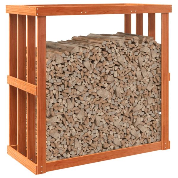 Външна поставка за дърва восъчнокафяв 109x52x106 см бор масив