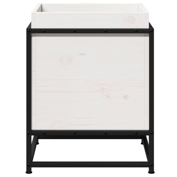 Градински сандък, бял, 40x40x50 см, борово дърво масив