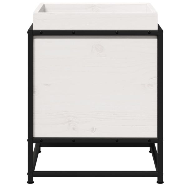 Градински сандък, бял, 40x40x50 см, борово дърво масив